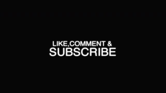Like Comment Subscribe Text Animation On Black Background For Social Media Outro And End Screen