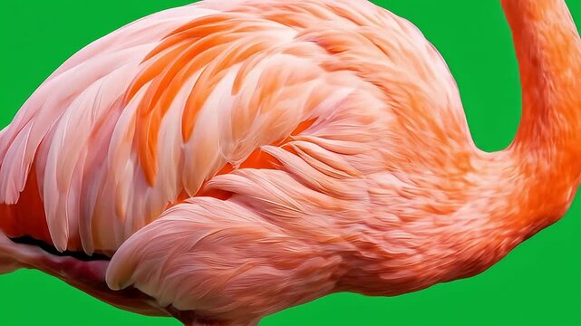 Flamingo Standing Tall - A Vibrant Bird on Green Screen.