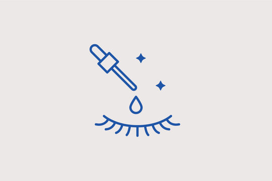 Eyelash serum application line icon for lash growth and eye area care. Detailed vector illustration for beauty salon services and cosmetic product instructions.