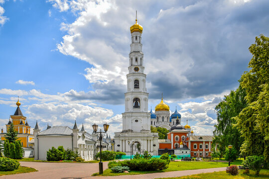 Bell tower of the Nikolo-Ugreshsky Monastery in Dzerzhinsky town, Moscow region of Russia
