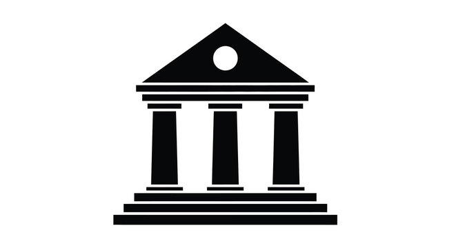 Classical building silhouette with columns and pediment on a white background high quality professional detailed modern elegant stylish clean crisp vibrant