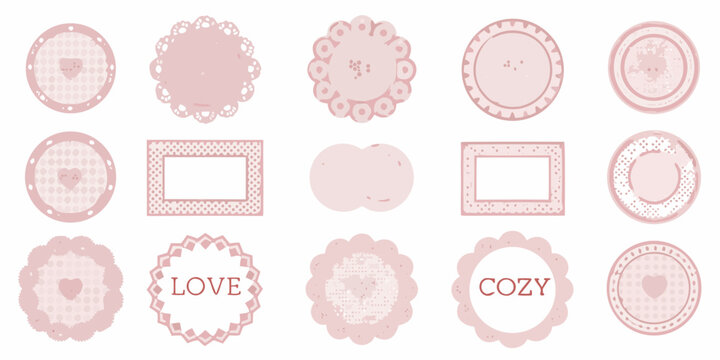 lace doily collection vector illustration pink and white