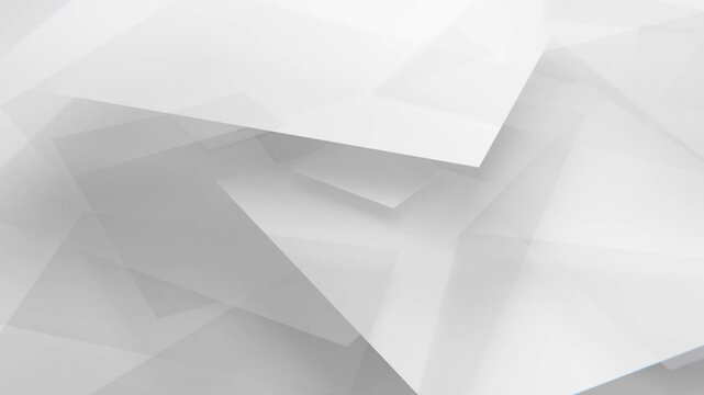Elegant abstract geometric background with overlapping translucent planes in shades of gray. Seamless loop.
