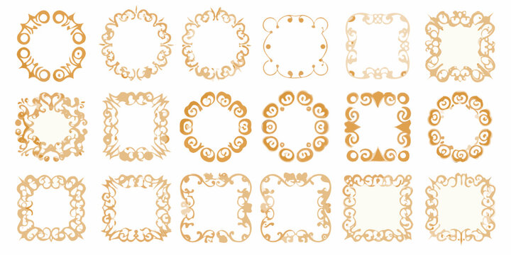 baroque ornament frames rococo style vector illustration set