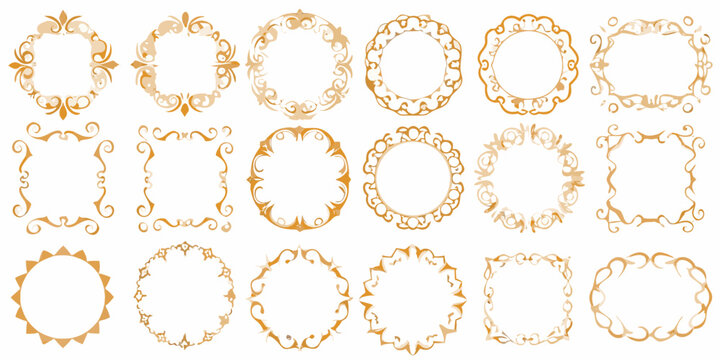 baroque and rococo frames collection golden vector illustration