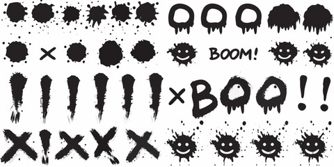 Grunge splatter elements and lettering black ink on white background © BidhanChandra