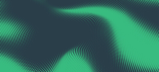Obraz premium Parallelogram Halftone Vector Dynamic Smooth Curved Border Eye Catching Abstract Background. Modern Half Tone Striking Pattern Conceptual Turquoise Texture. Bent Form Abstraction Teal Green Wallpaper