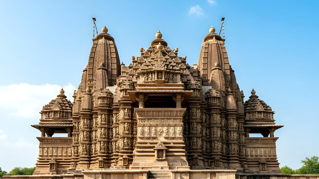 Khajuraho Temple Shikhara and Sandstone Detail