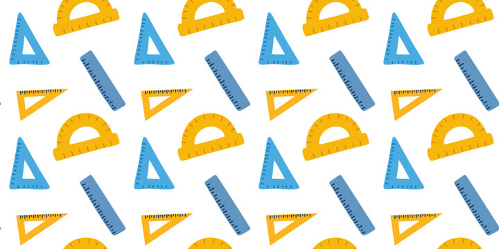 embroidery style seamless pattern with rulers of different shapes vector