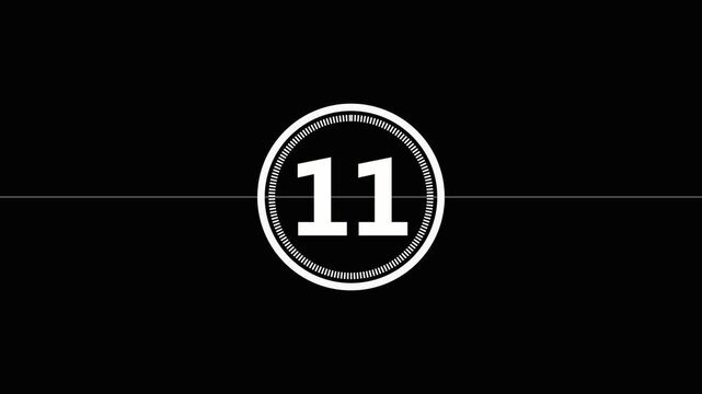 Countdown timer with white numbers on minimalist black and gray split background for video production start.