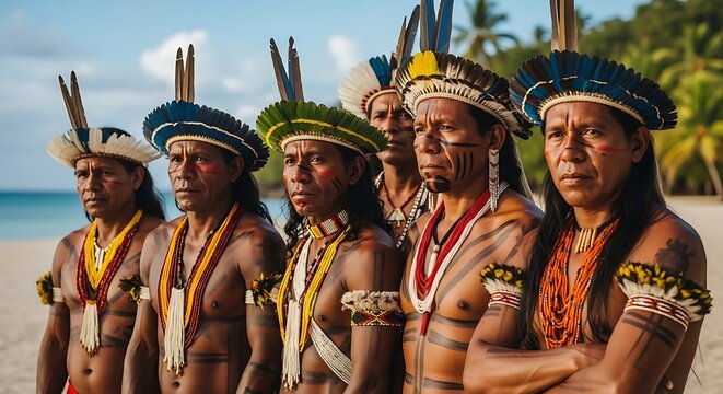 Indigenous amazonian tribe portrait cultural pride and traditional adornments