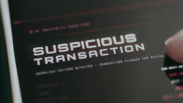 Suspicious Transaction alert within a high-tech security interface