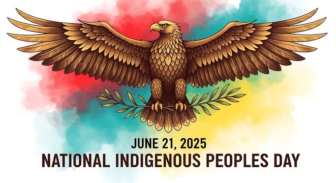 National indigenous peoples day celebration with majestic eagle illustration