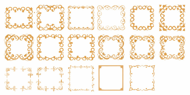 baroque and rococo frame set ornate golden vector illustration