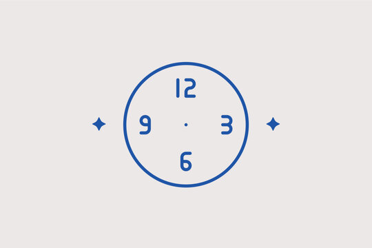 Round analog clock line icon for classic timekeeping and daily routine. Minimalist vector illustration for student planners and lifestyle blog headers.