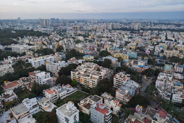 Fototapeta premium Bangalore city aerial view showing residential neighborhood