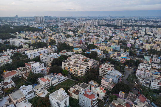 Bangalore city aerial view showing residential neighborhood
