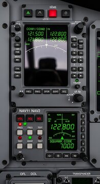 Aviation Cockpit Control Panel Instruments.