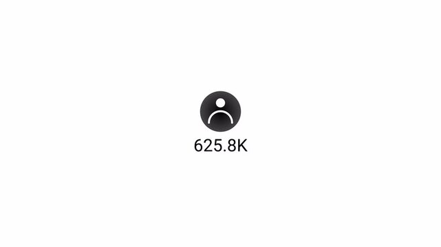 Social media activity counter,Animated one million incoming followers counter video, 1000K followers 4k background animation,counting up to 1,000,000 people on alpha channel, 1000k Subscriber counter