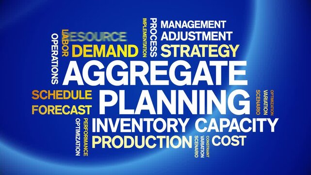 Aggregate Planning animated word cloud-text design animation tag kinetic typography seamless loop.
