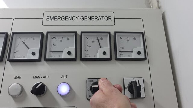 Ships Emergency Generator control panel live and neutral voltage check.