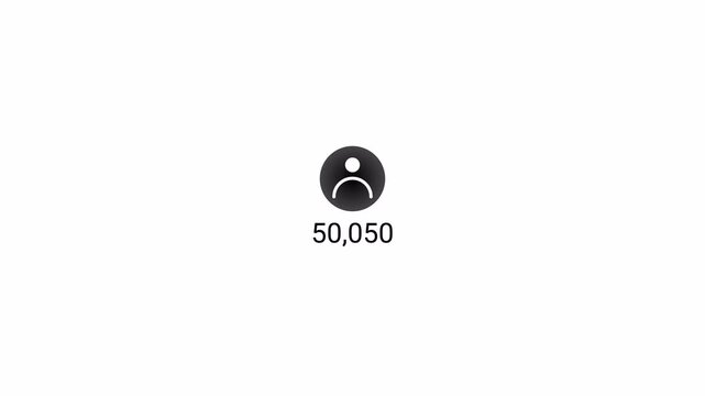 Social media activity counter,Animated one lac incoming followers counter video, 100K followers 4k background animation,counting up to 100,000 people on alpha channel, 100k Subscriber counter