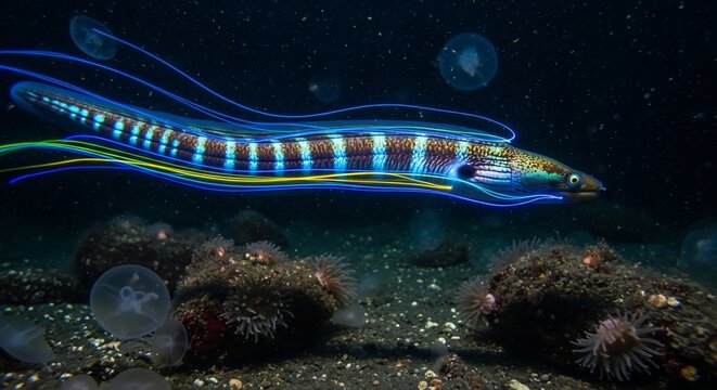 Bioluminescent sea creature underwater