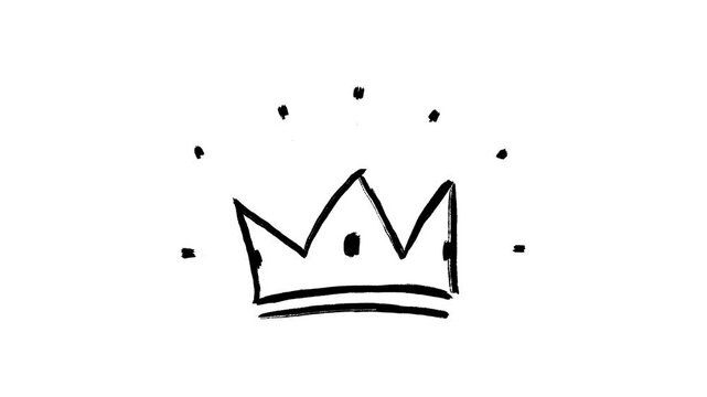 Crown hand drawn animation, king tiara doodle, royal headwear sketch, queen corona motion, luxury symbol animated, princess ornament, jewelry video element
