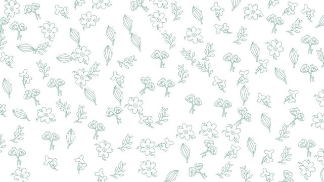 Captivating delicate green floral and leaf outlines pattern perfect for branding, packaging, wallpaper, stationery, and textile printing projects.