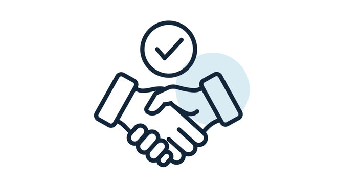 Professional handshake symbol representing agreement and partnership in business contexts.