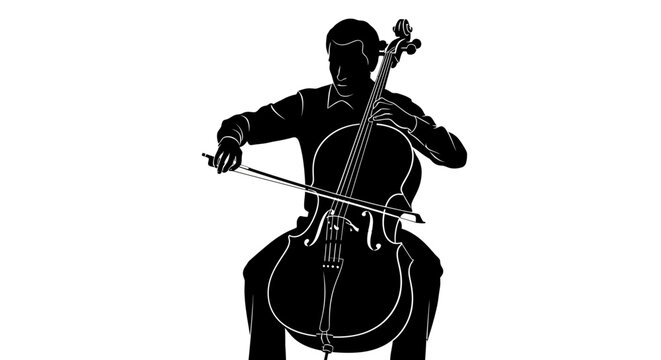 Man playing a large stringed instrument.