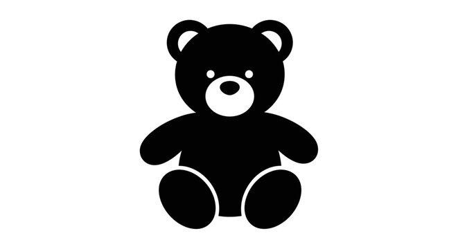 Black Teddy Bear Silhouette Icon.