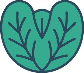 Obraz premium Two Green Leaves Icon with Blue Veins stylized