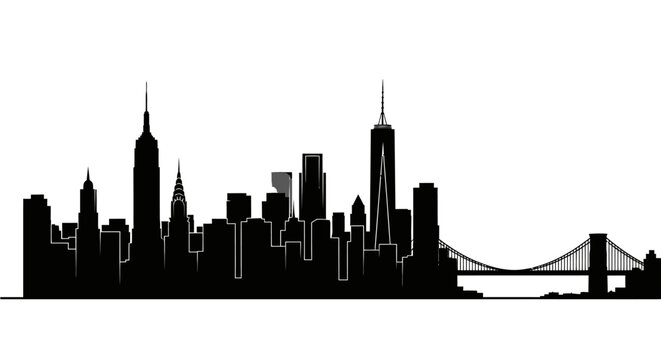 New York City Skyline Silhouette Illustration.