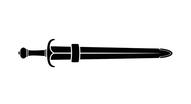 Sword with a curved guard.