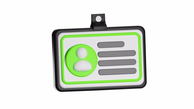 3d ux icon motion green and white id badge for events or conferences. Suitable for corporate settings or large gatherings for efficient identification purposes.