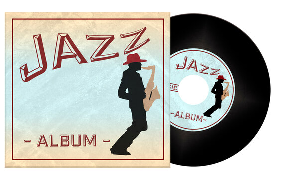 disque vinyle et pochette vintage, PNG fond transparent