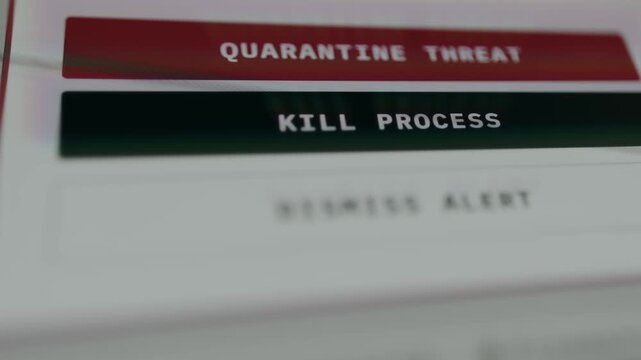 User taps the digital button labeled KILL PROCESS to terminate an active malicious program