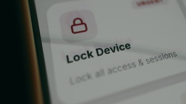 Lock Device action button for securing the account