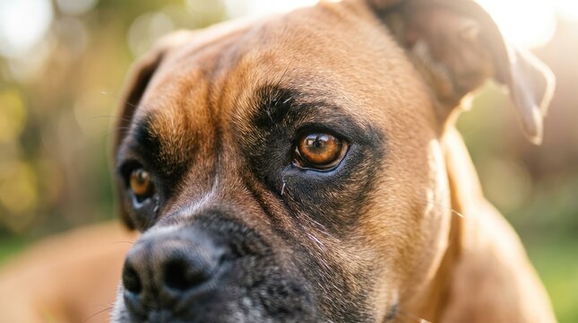 Close-up of a boxer dog's eye with a tear