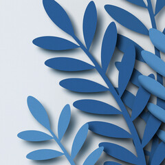 Obraz premium Soft Gradient Blue Monstera Leaves Layered Paper Craft Background