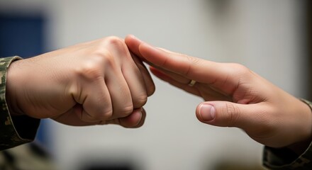 Naklejka premium Close Up Of Respect Gesture Representing Integrity Discipline And Mutual Understanding In Modern Society