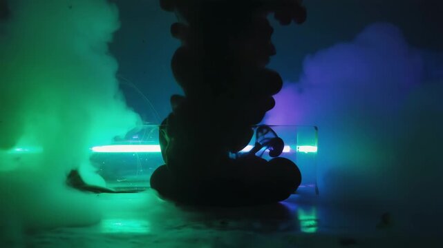 Abstract Ink Smoke Neon Light Futuristic Art