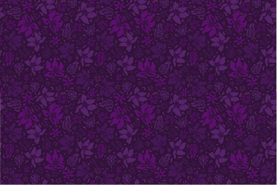 Vibrant purple floral pattern with dark background