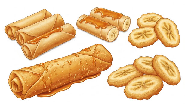 Turon and Banana Desserts Set, Filipino Sweet Snacks Collection