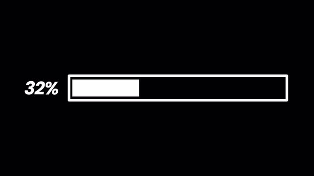 Minimalist loading screen with progress indicator and loading text good for progress or data transfer high quality professional modern UI, 4k animation, compatible alpha channel.