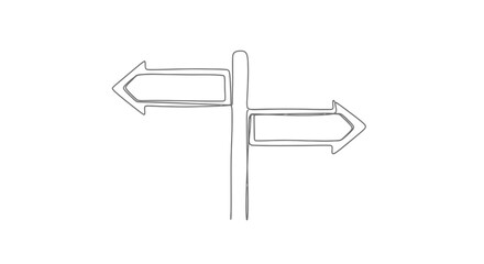 Directional signpost single line art, choice concept, graphic symbolizes choice © Line Lab