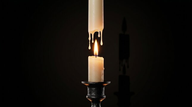Candles shorten as they burn &mdash; a candle where the wax column visibly lengthens upward (adding new wax at the top) while the flame consumes wax at the bottom, creating a contradiction of simultaneous g