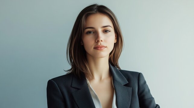 Confident businesswoman portrait on neutral background