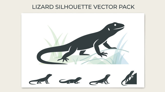 Lizard silhouette vector pack reptile icons